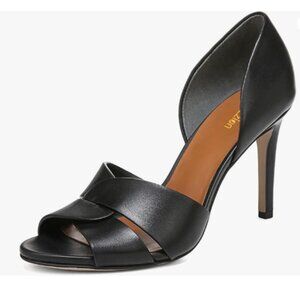 Pazzion Black Open Toe High Heeled D'Orsay Pumps Slip On Two Pieces Sandals